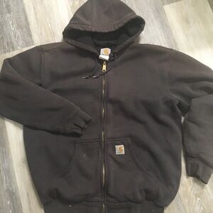 VTG 90’s Carhartt Black thermal lined Hooded Sweatshirt j149